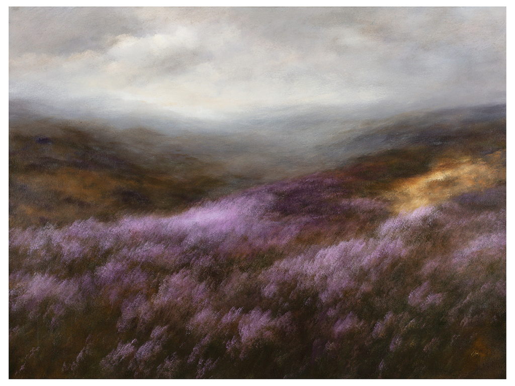 Print of Oil Painting of heather moorland scene after rain takes place.